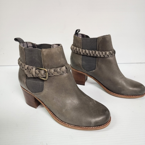 Sperry Top Slider Gray Short Boots With Wood Grain Heel Size 8.5 - Picture 3 of 8
